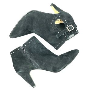 Bella Vita | Black Studded Buckle Booties Vintage Inspired